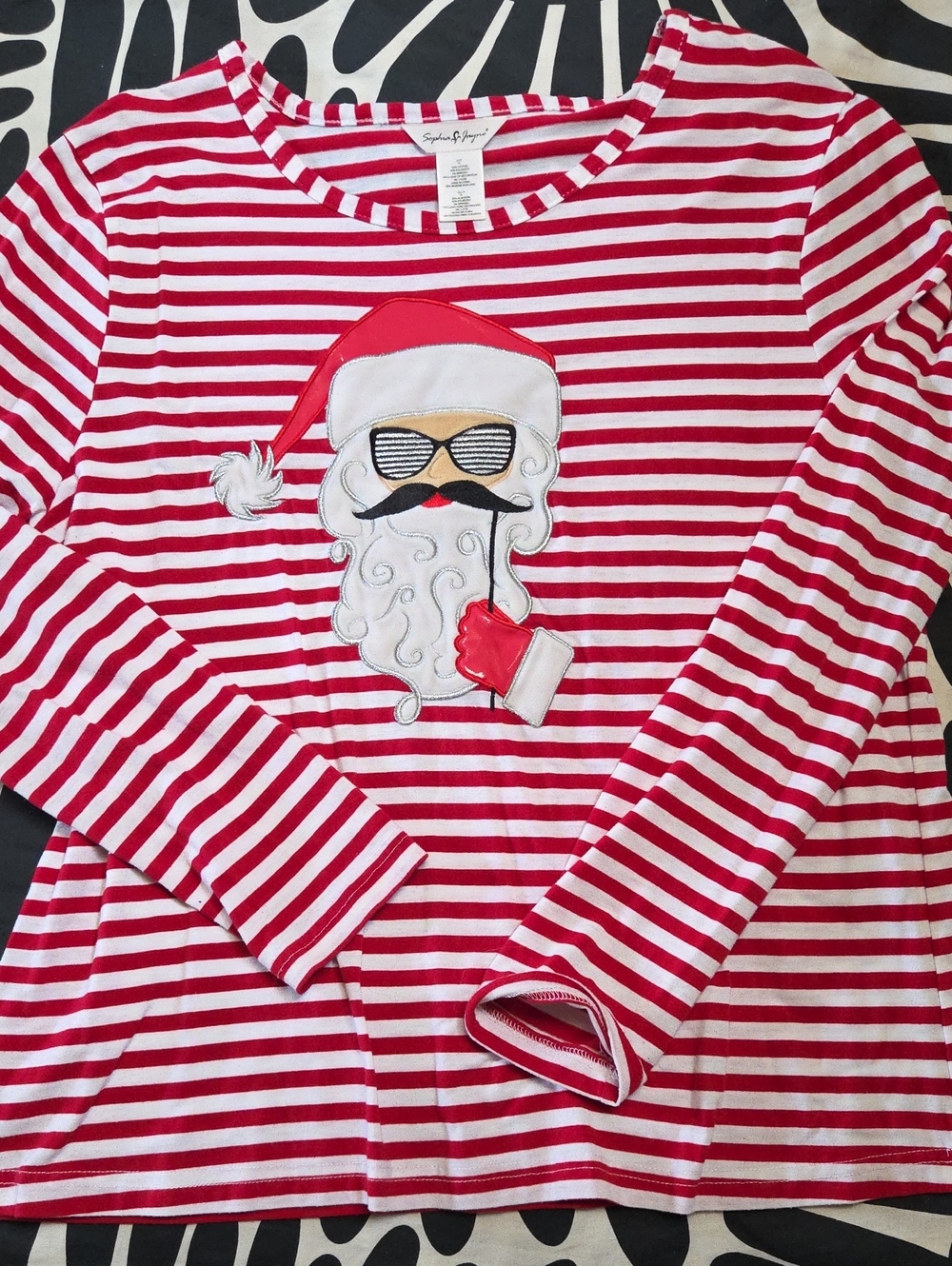 Santa Stripe Long-Sleeve Top - Red & White